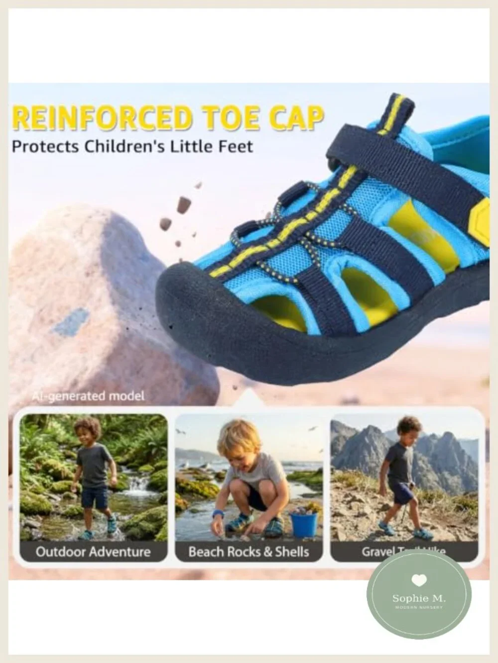 Quick Dry Toddler Water Shoes Non Slip Closed Toe Hook & Loop